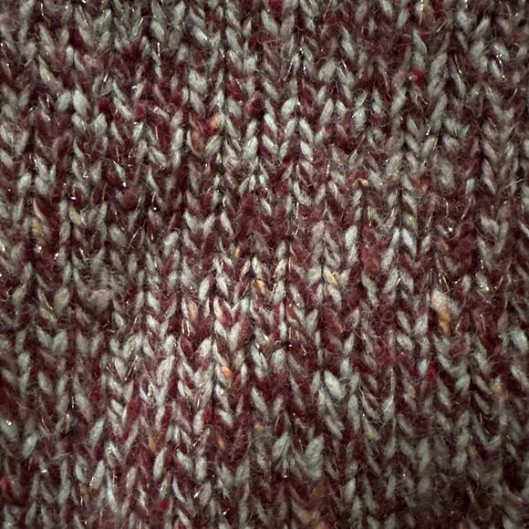 EXPRESS Sweater Womens Medium Red Metallic Marled Cardigan Chunky Wool Blend - Picture 7 of 11
